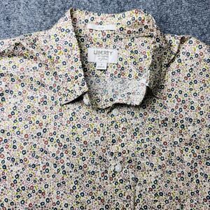 J.Crew Liberty Art Fabric Speckle Flower Floral Slim Short Sleeve Button Shirt
